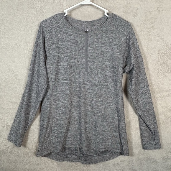 Athleta Pacifica Half Zip Rashguard Swim Top Long Sleeve UPF 50+ Size Large Gray - Picture 1 of 7
